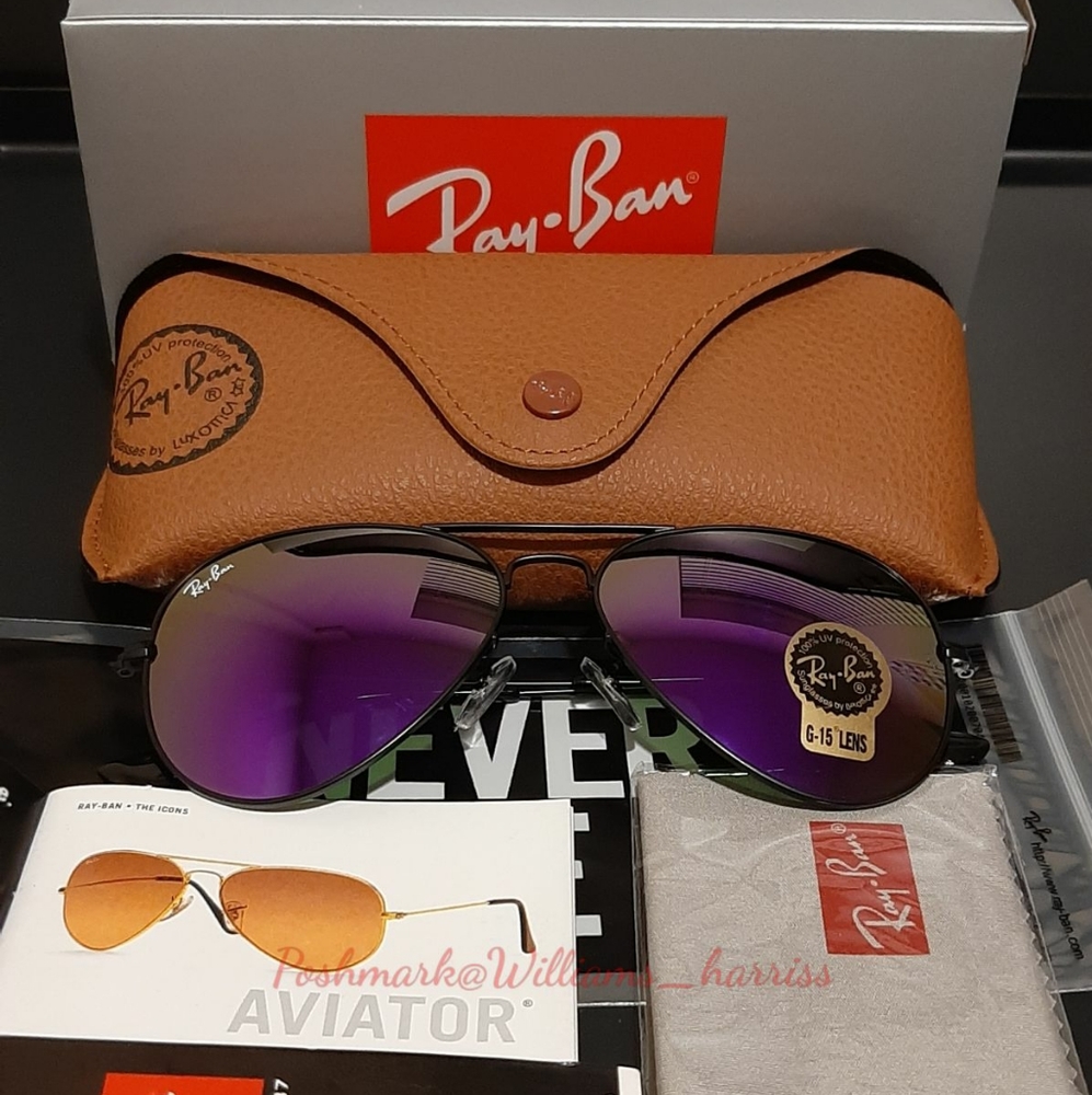 Ray-Ban Purple Violet Flash Aviator RB3025 New